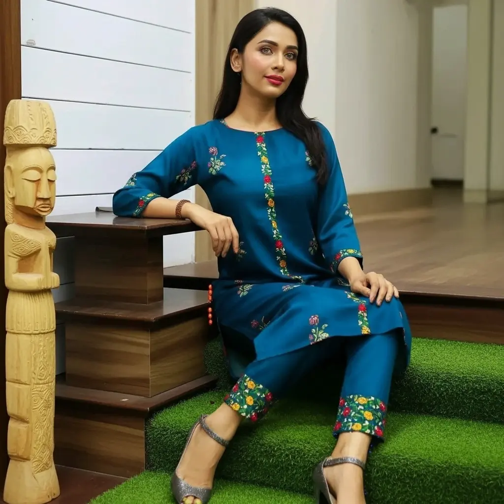 Woman kurta set with fancy kurti