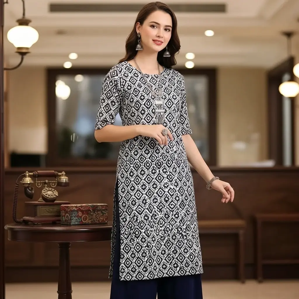 Woman's crepe printed kurti (S)